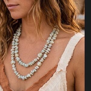Bohemian Amazonite and Gold Beaded Necklace